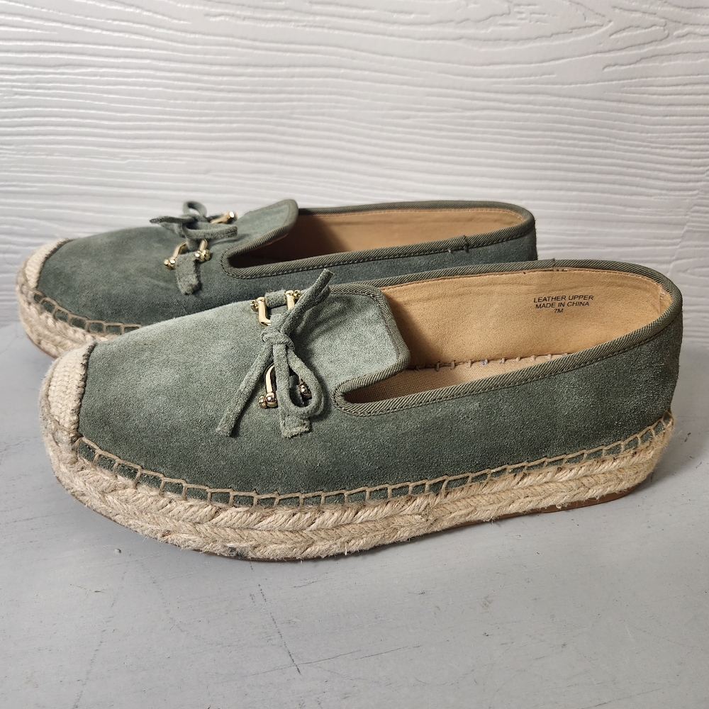 Talbots Quinn Horsebit Bow Suede Platform Espadrilles Slip On Shoes Sagebrush 7
